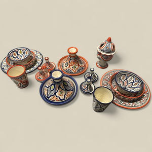 Vollständige Kollektion traditioneller marokkanischer handgefertigter Produkte